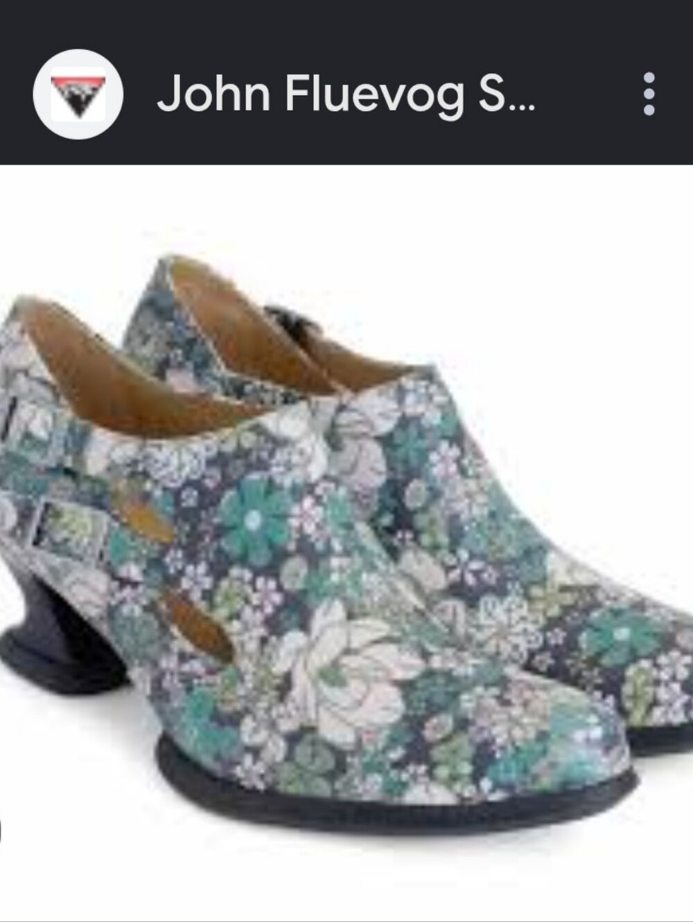 JOHN FLUEVOG Sole Talk Chakra Green Floral Side Buckle Heels Shoes Ankle Sz 7